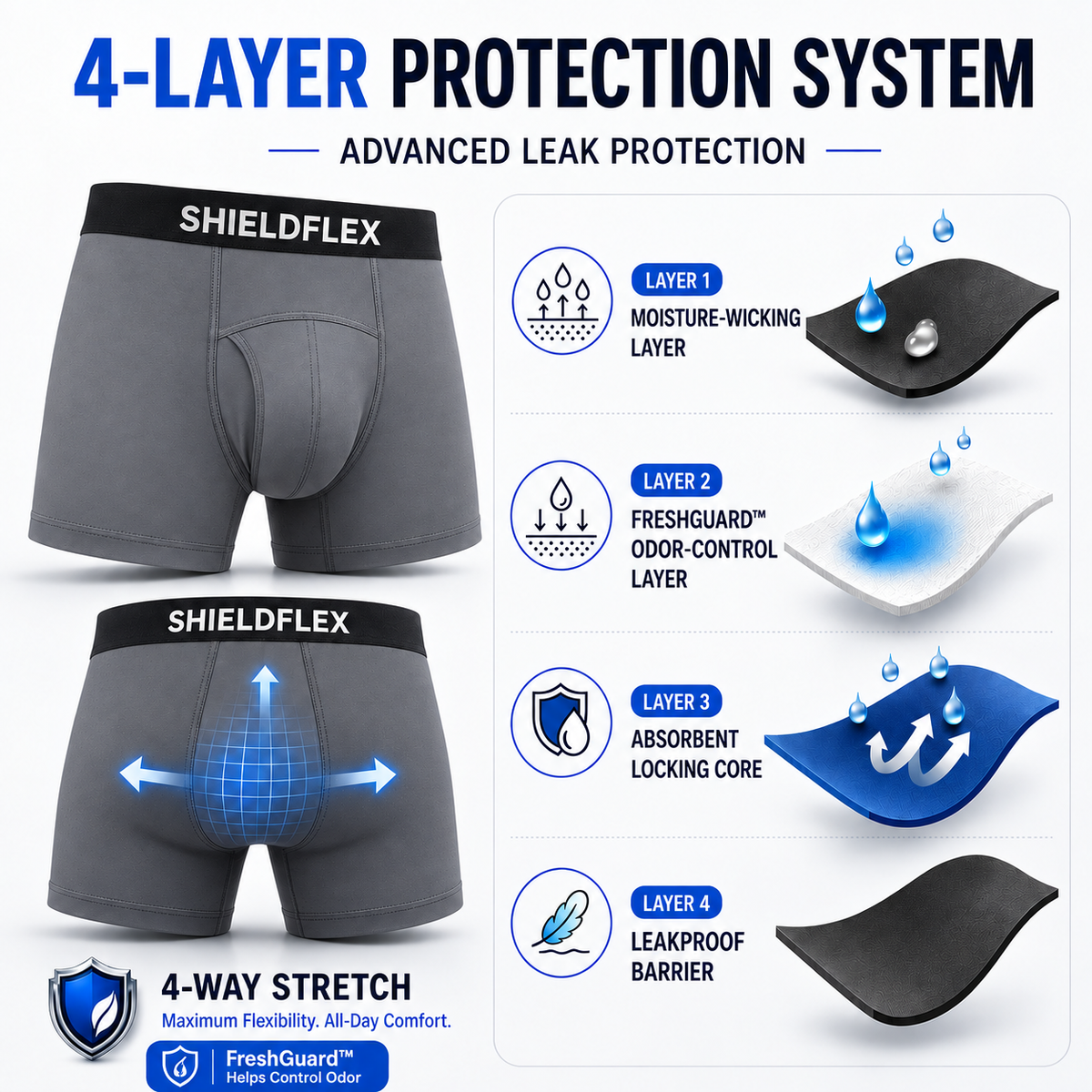ShieldFlex™ Ultimate Leak-Lock Bamboo Briefs V2